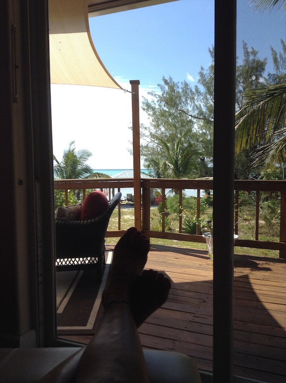 View out to Bahamas sea from relaxing chair inside